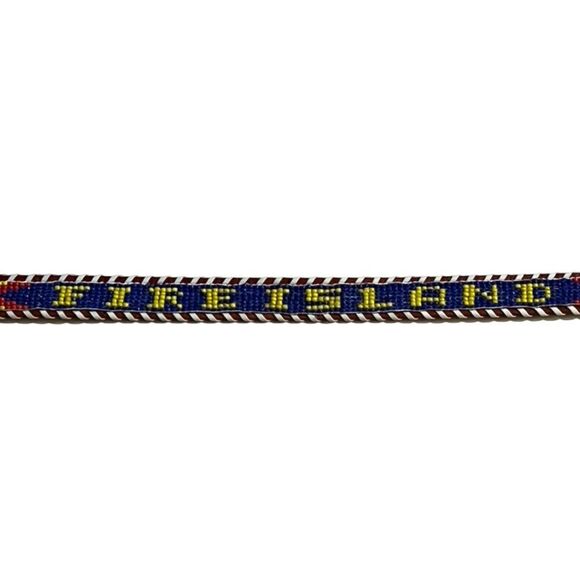 2 Vintage 70s Thin Brown Leather Beaded Belts Size 36” main image 9
